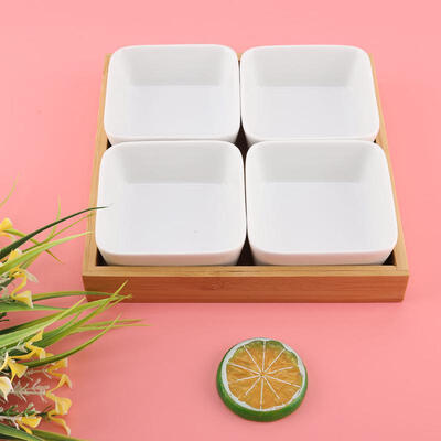 

Greensen Four Grids Multifunctional Eco-friendly Dried Fruit Tray Candy Snack Plate Holder for Home