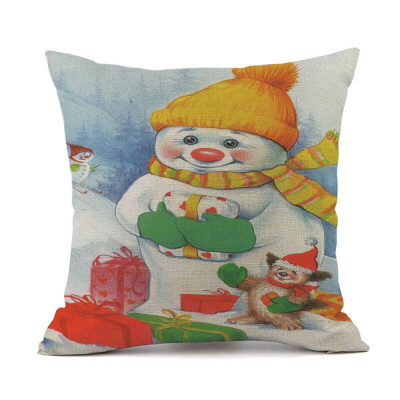 

Tailored Merry Christmas Snowman Cushion Cover Square Pillow Case Home Decor