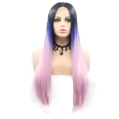

Amazing Star Lace Frontal Wigs Mixed Color Straight Hair 13x3 Hand Tied Lace Frontal Synthetic Hair