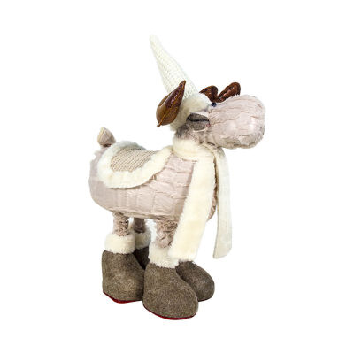 

Reindeer Doll Ornament Telescopic Legs Stuffed Holiday Figurines Gift Christmas Plush Animal Toy