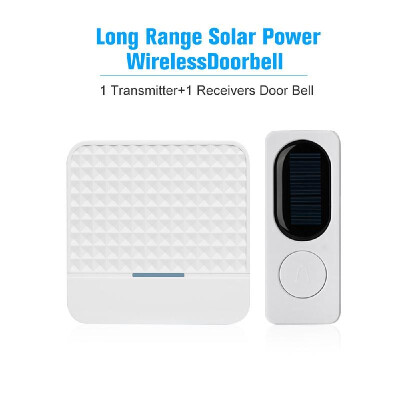 

300M1000ft Long Range Solar Power Wireless Waterproof Doorbell Light Control Sensor with 1 Transmitter2 Receiver 52 Melodies 4 V