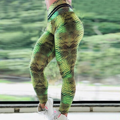 

Spot cross-border wish explosion section abdomen high waist yoga pants snake pattern digital printing yoga clothes leggings women