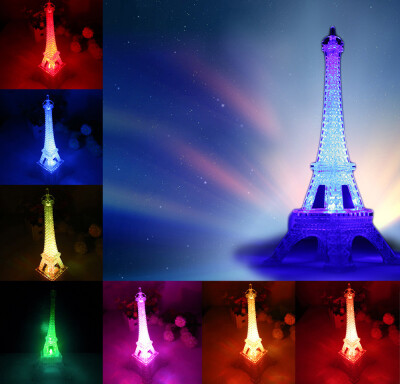 

Gobestart Color Changing Romantic Eiffel Tower LED Night Light Bedroom Home Decoration