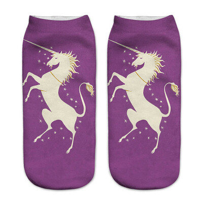 

1 Pair 3D Unicorn Cartoon Animals Harajuku Low Cut Boat Ankle Socks Womens Mens top
