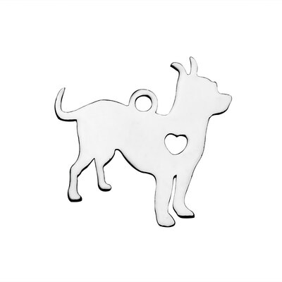 

304 Stainless Steel Pendants Dog Stainless Steel Color 18x19x11mm Hole 15mm