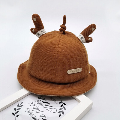 

Casual Fashion Baby Cap Kids Toddler Cute Cartoon Antlers Bucket Hat Childrens Gift