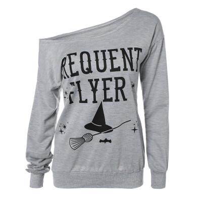 

Letter Skew Neck Sweatshirt