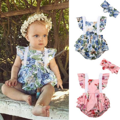 

US Newborn Infant Baby Girl Floral Bodysuit Romper Jumpsuit Playsuit Clothes