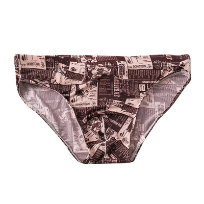 

Men Fashion Print Sexy Low-rise Briefs Seamless Breathable Underwear Underpants