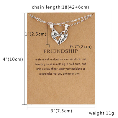 

Friendship Card Necklace Couple Jewelry 2pcs BFF Heart Pendant Necklace Best Friends Forever 2 pcs Splicing Necklace Gift