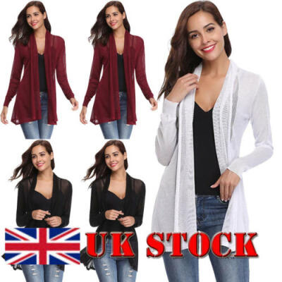 

Womens Mesh Long Sleeve Open Front Thin Cardigan Sweater Casual Sweatshirt Tops