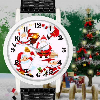 

New Hot Dropshipping Fashion Christmas Gift Men And Women Students Watch Christmas Tree Snoman Deer Santa Claus Quartz Watch &Ff