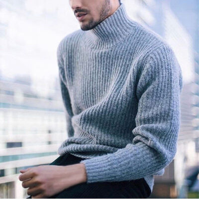 

Mens Winter Warm Cotton High Neck Pullover Jumper Sweater Tops Turtleneck