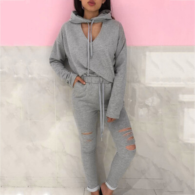 

Tailored Women Splice Cropped Pullover Sweatshirt&Side Striped Pants Tracksuit Sets