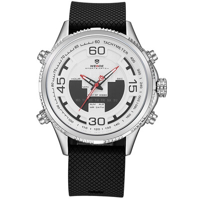 

WEIDE WH6306 Quartz Digital Electronic Watch Three Sub-Dials Dual Time Week Second Minute Hour Display 3ATM Waterproof Timer Busin