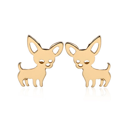 

1 Pair Simple Lovely Pet Puppy Chihuahua Stainless Steel Stud Earring For Women