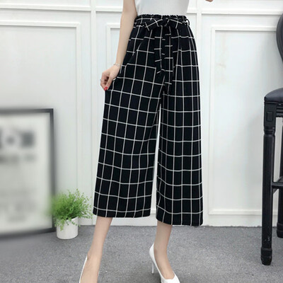 

Women Wide Leg Pants High Elastic Waist Casual Loose Culottes Trousers Bottoms