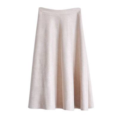 

Autumn women long skirt elegant high waist solid A-line female solid femme Skirt