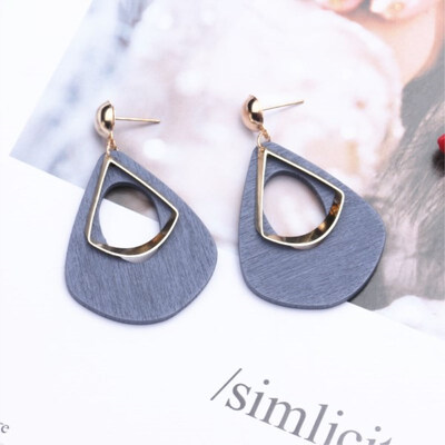 

EK115 Korean Style Fashion Wood Drop Earrings for Women Brincos Dangle Earring Retro Geometric Jewelry Statement Party Gifts