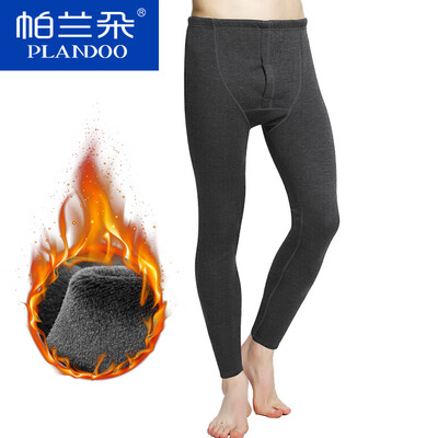 

Palando thickening plus velvet warm pants mens cotton autumn pants wool mens knee pads warm single pants bottoming gray L