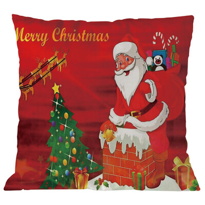 

Tailored Merry Christmas Pillow Cases Linen Sofa Cushion Cover Home Decor Pillow Core