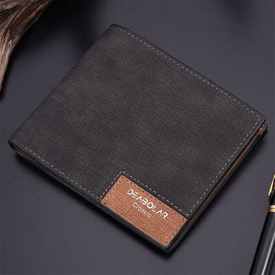 

2019 New Style Fashion Hot Top Quality Mens Bifold Leather Wallet Money Holder Solid Billfold Purse Clutch