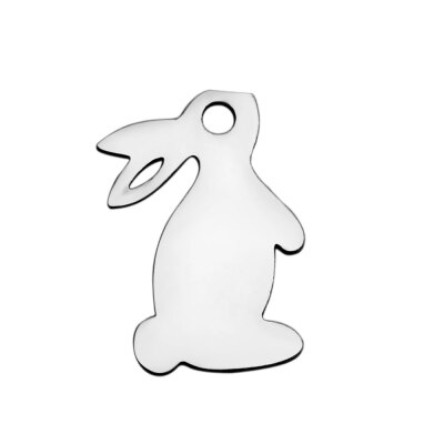 

304 Stainless Steel Charms Rabbit Stainless Steel Color 137x13x1mm Hole 15mm