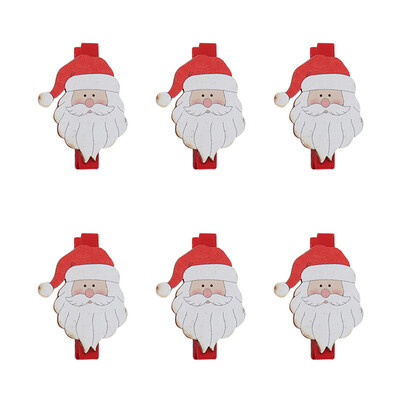 

Siaonvr Christmas Decorations Cartoon Wooden Clip DIY Santa Claus Small Wooden Clip 5CM