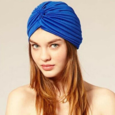 

Women Beanie Muslim Bonnet Indian Pleated Hat Elastic Islamic Chemo Cap Turban