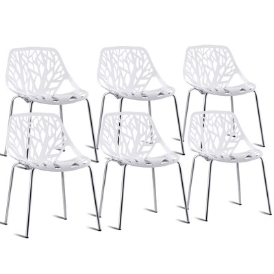 

Set Of 6 Accent Armless Plastic Dining Side Chairs