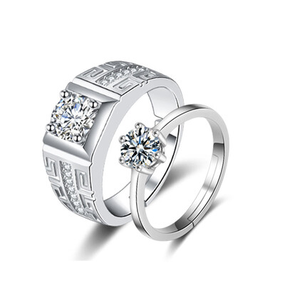 

Couples on the ring female diamond ring silver plated domineering wedding ring