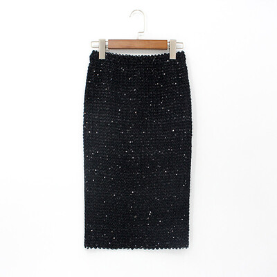 

Roseonmyhand Womens Solid Color Pack Hip Skirt Pencil skirt Sequin Skirt Stretchy Waistline