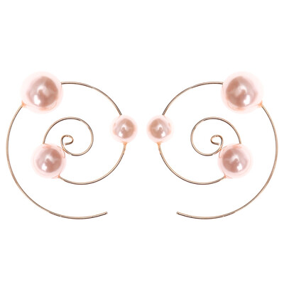 

2019 New Korean Charm Simulated Pearl Spiral Round Circle Dangle Earrings for Women Trendy Lady Jewelry Brincos Wholesale