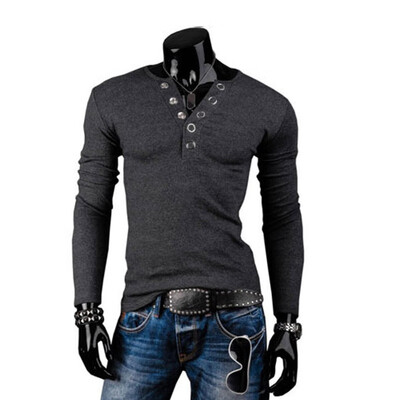 

SUNSIOM Stylish Mens Slim Fit T-shirt Tops V Neck Long Sleeve Muscle Casual Shirt Blouse