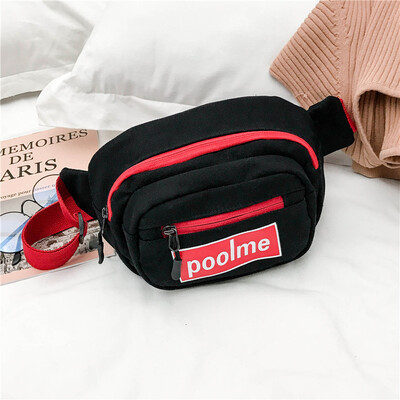 

Sports pocket female 2019 new Korean version of the personality wild girl canvas small bag Japanese Harajuku ins chest bag