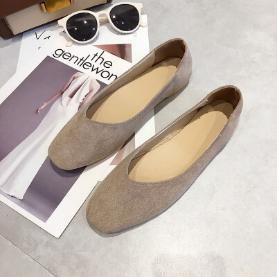 

Chic Bean Shoes Womens Spring Retro Grandma Shoes Ins Wind Fangtou Flat-soled Lefu Shoes