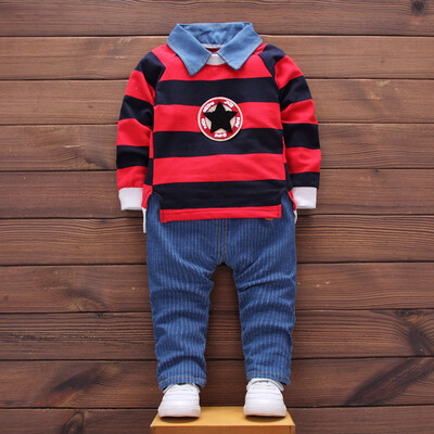 

Toddler Kid Baby Boys Outfits Stripe Pullovers T-shirt TopsPants Clothes Set