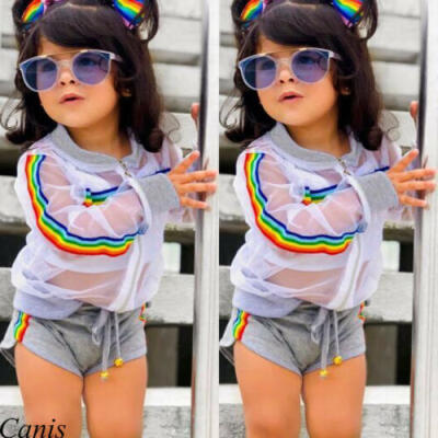 

US Toddler Kids Baby Girl CoatVestPants Outfits 3Pcs UV Sunsuit Clothes Summer