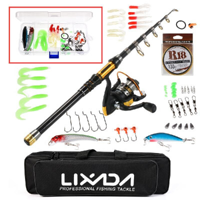 

Lixada Telescopic Fishing Rod&Reel Combo Full Kit Spinning Fishing Reel Gear Organizer Pole Set