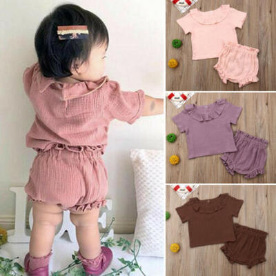 

Newborn Baby Girls Sleeveless Tops T-shirtShorts Pants Outfit Clothes Set 0-24M