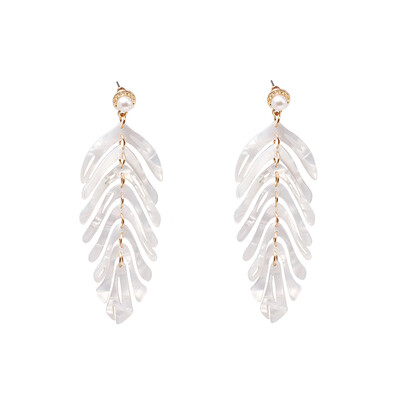 

Hot Personality Brand Leaf Acrylic Plant ZA Dangle Earrings Pearl boucle doreille femme 2019 for Women Party Jewelry Gift