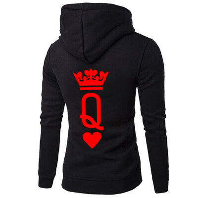 

Women Men Couple Hoodies Long Sleeved Hoodies Coat King And Queen Poker Printed Lover Hoodies