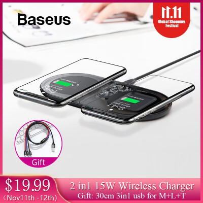 

Baseus thin 15W Max 2 in 1 Wireless Charger For Phones&Pods wireless charger for iPhone X Huawei Samsung OPPO ViVo