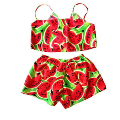 

Toddler Kids Baby Girl Straps Watermelon Sleeveless Tops Shorts Outfit Clothes