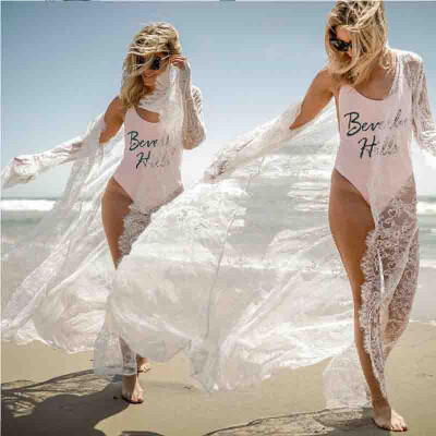 

Summer Women Lace Boho Bikini Cover Up Kimono Cardigan Blouse Long Sunscreen