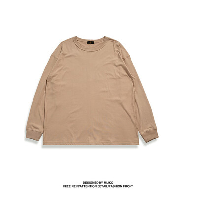 

MIJKO Mens&Womens Autumn New Open Fork Clothes Washing Water Retro Wind Anti-turning Workers Wear Loose Long Sleeve T-shir