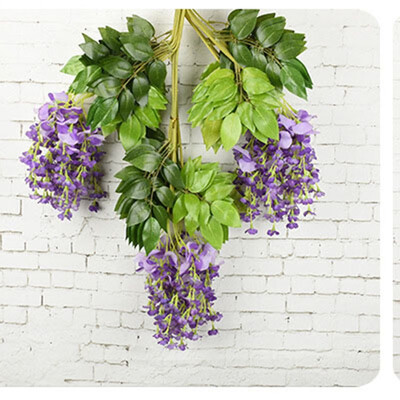 

FUNNYBUNNY 361 Feet Artificial Silk Wisteria Vine Ratta Silk Hanging Flower Wedding Decor