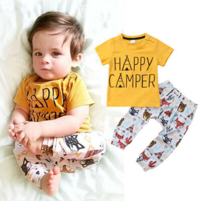 

USA Toddler Newborn Baby Boys Tops T-shirt Pants 2Pcs Outfits Set Clothes 0-2T