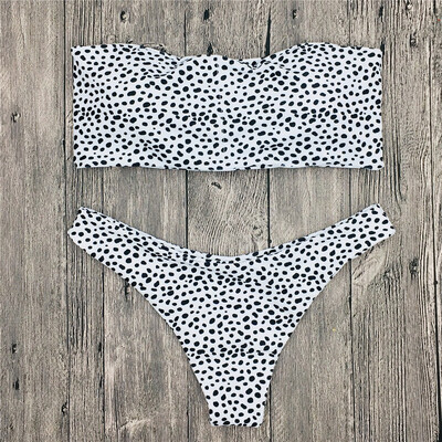 

Saidsome Bikinis Set Sexy Swimwear Women Dot Print Wrapped Chest Swimsuit Push Up Bikini