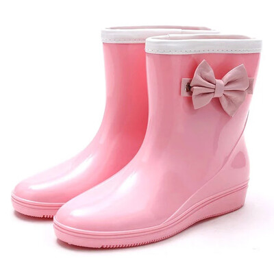 

Rose Womens Fashion Low-Heeled Middle Tube Rain Boots Non-Slip Waterproof Water Shoe